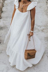 Robes sans manches à col rond et fentes unies